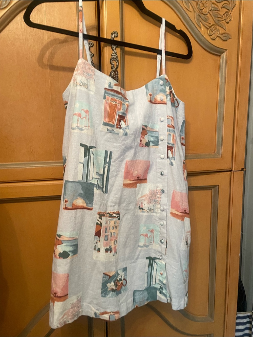Abercrombie & Fitch Pastel Blue and Pink Printed Mini Dress